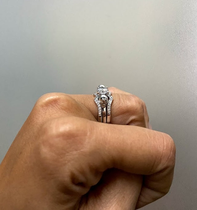 DIAMOND SKULL ENGAGEMENT RING SET