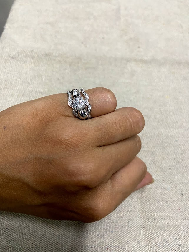 DIAMOND SKULL ENGAGEMENT RING SET