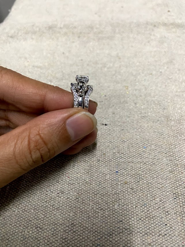 DIAMOND SKULL ENGAGEMENT RING SET