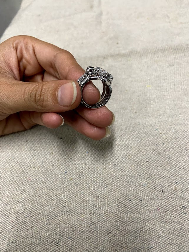 DIAMOND SKULL ENGAGEMENT RING SET