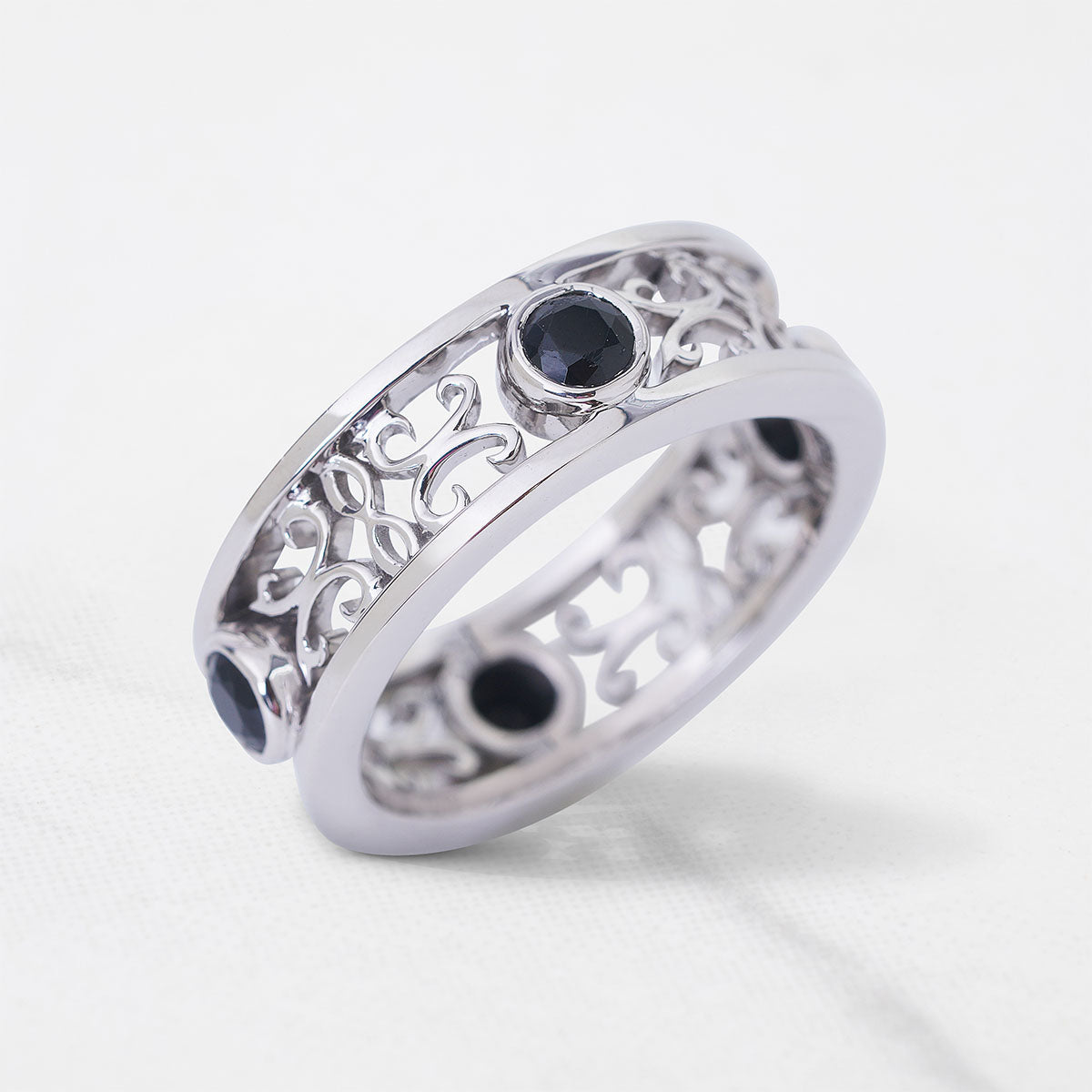 Black Moissanite Celtic Wedding Band Promise Anniversary Bands