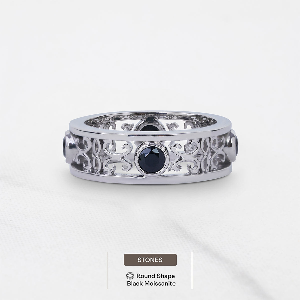 Black Moissanite Celtic Wedding Band Promise Anniversary Bands