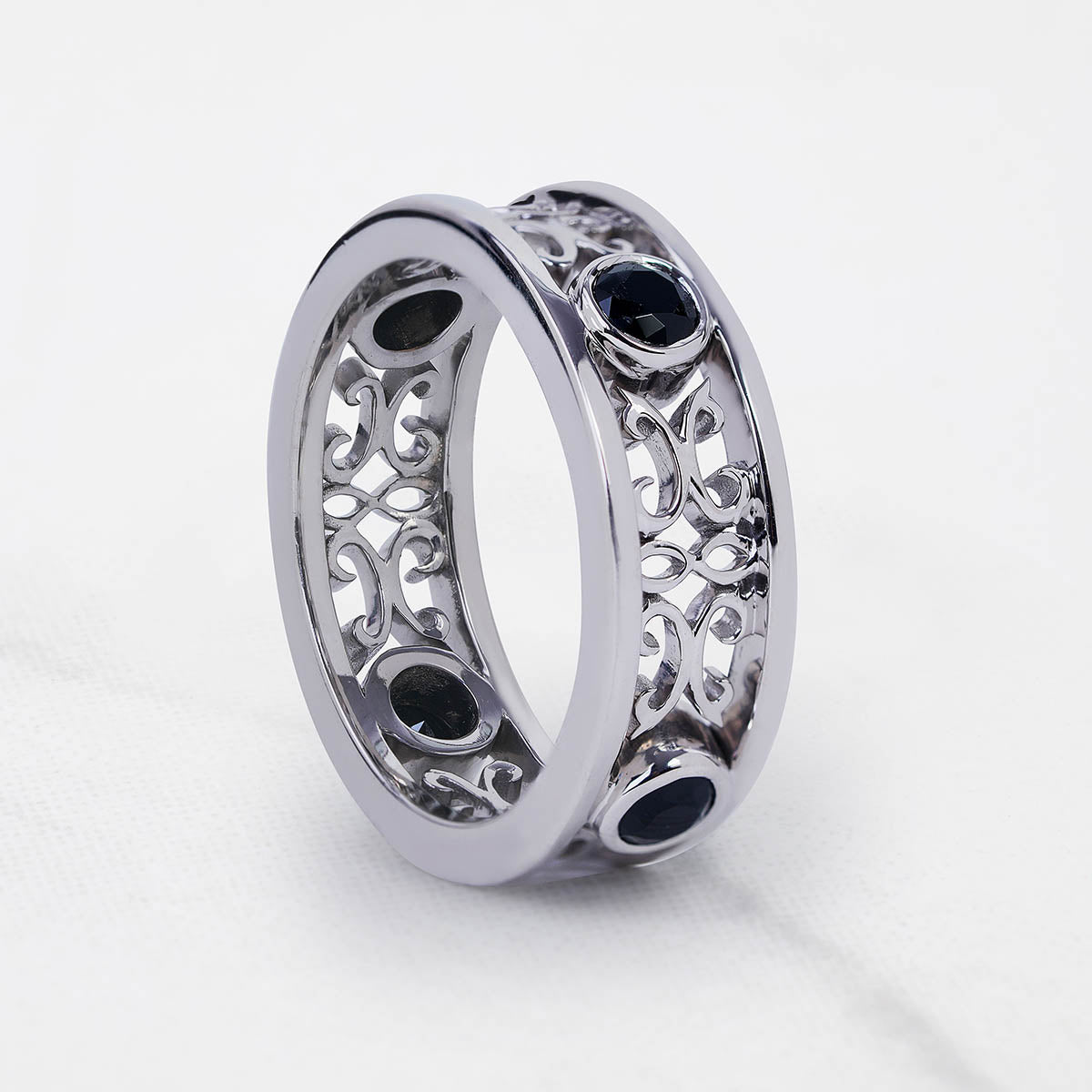 Black Moissanite Celtic Wedding Band Promise Anniversary Bands