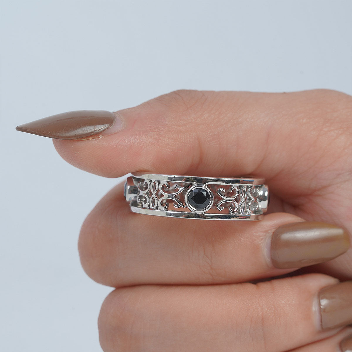 Black Moissanite Celtic Wedding Band Promise Anniversary Bands