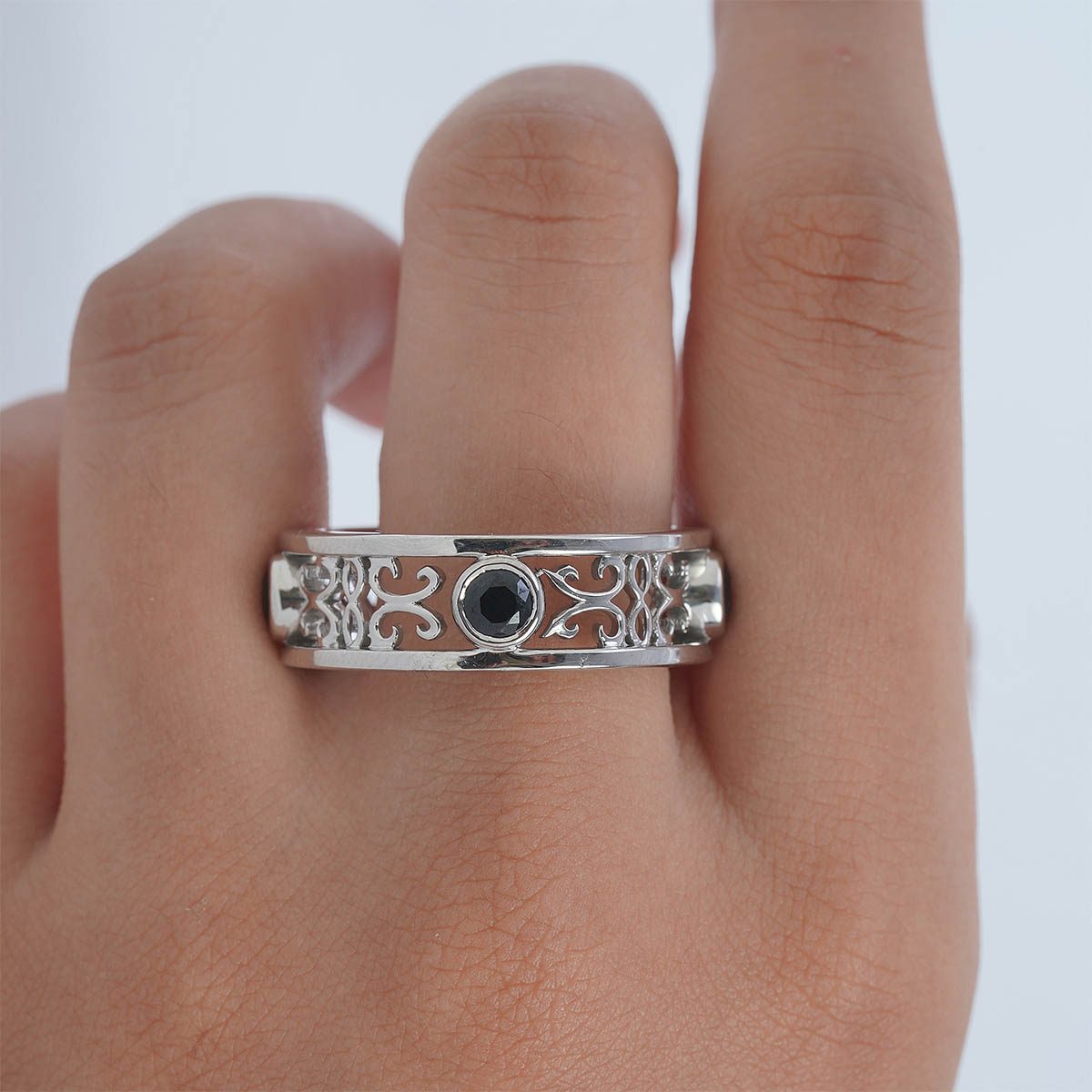 Black Moissanite Celtic Wedding Band Promise Anniversary Bands