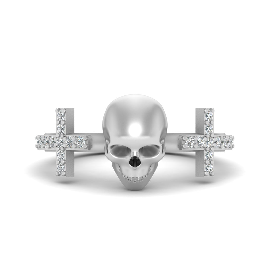 Diamond Cross and Skull Ring