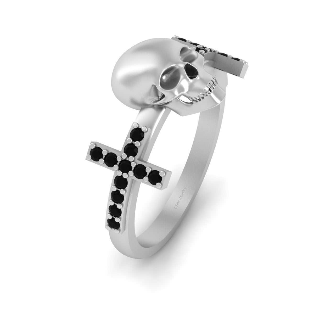 SKULL AND HOLY CROSS RING