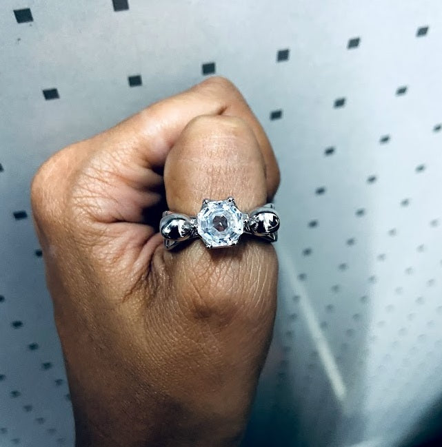 Octagon Diamond Skull Engagement Ring