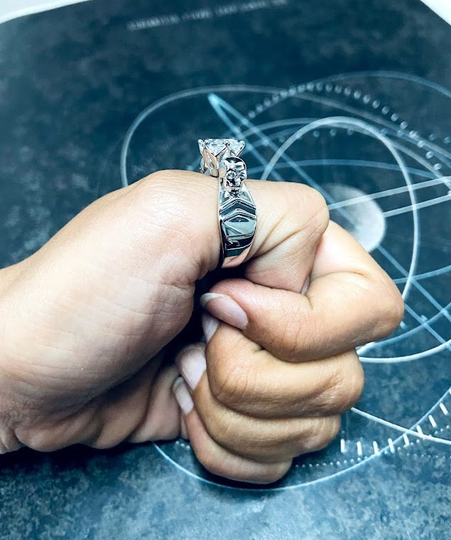 Octagon Diamond Skull Engagement Ring