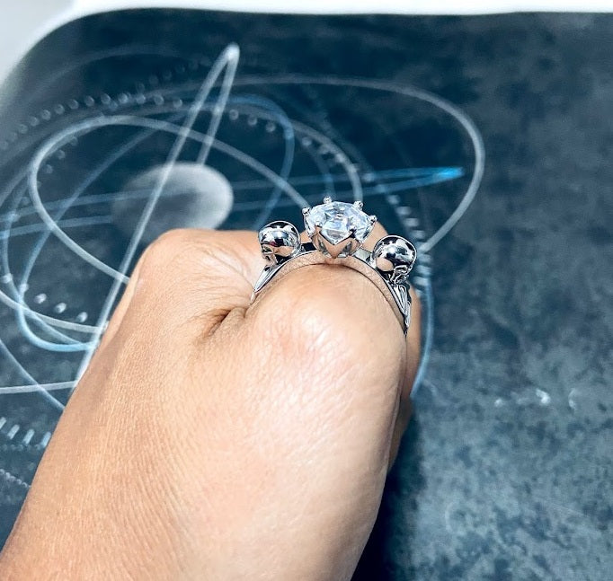 Octagon Diamond Skull Engagement Ring