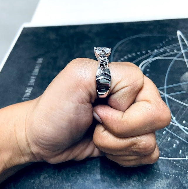 Octagon Diamond Skull Engagement Ring