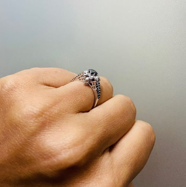 Skull Flower Wedding Ring