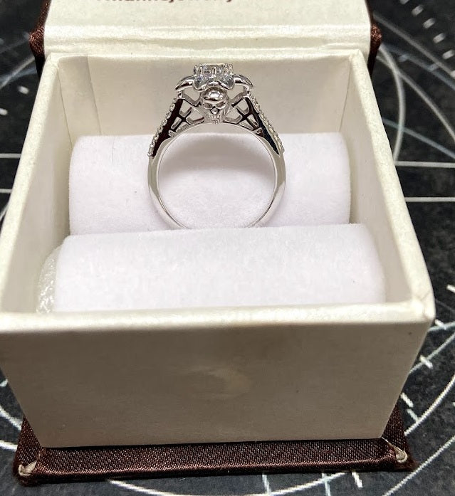 Diamond Skull Flower Ring
