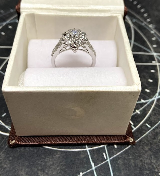 Diamond Skull Flower Ring