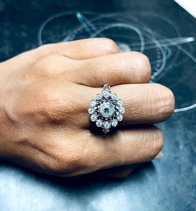 Octagon Diamond Skull Ringv