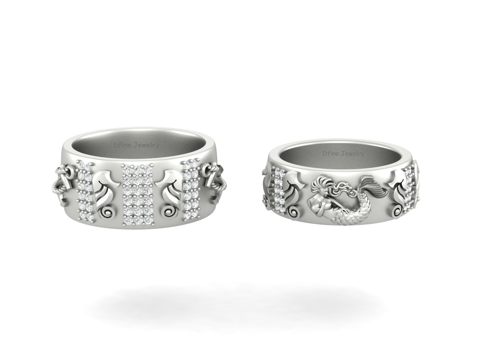 NAUTICAL ANCHOR PIRATE WEDDING BAND SET