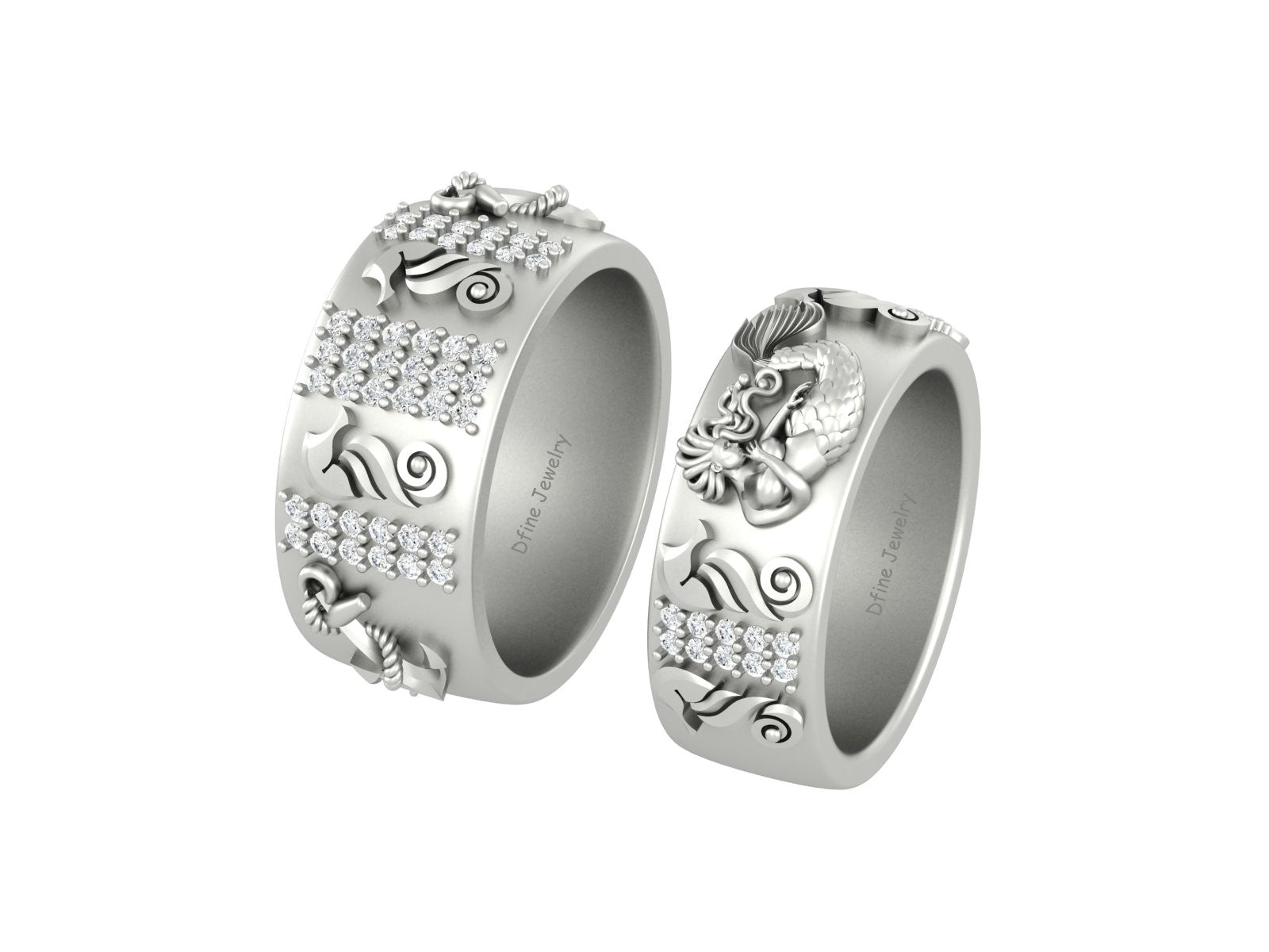 NAUTICAL ANCHOR PIRATE WEDDING BAND SET