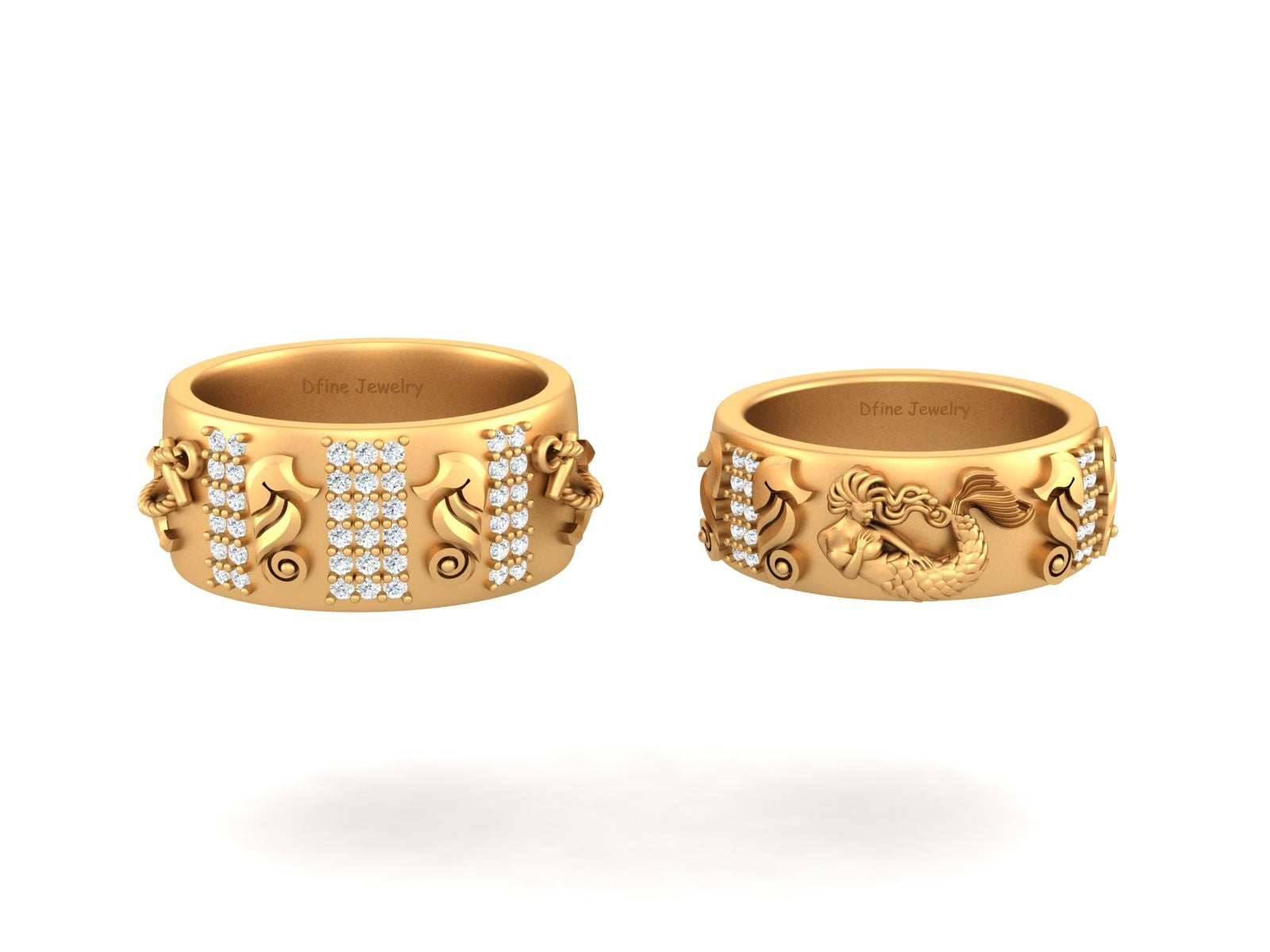 NAUTICAL ANCHOR PIRATE WEDDING BAND SET