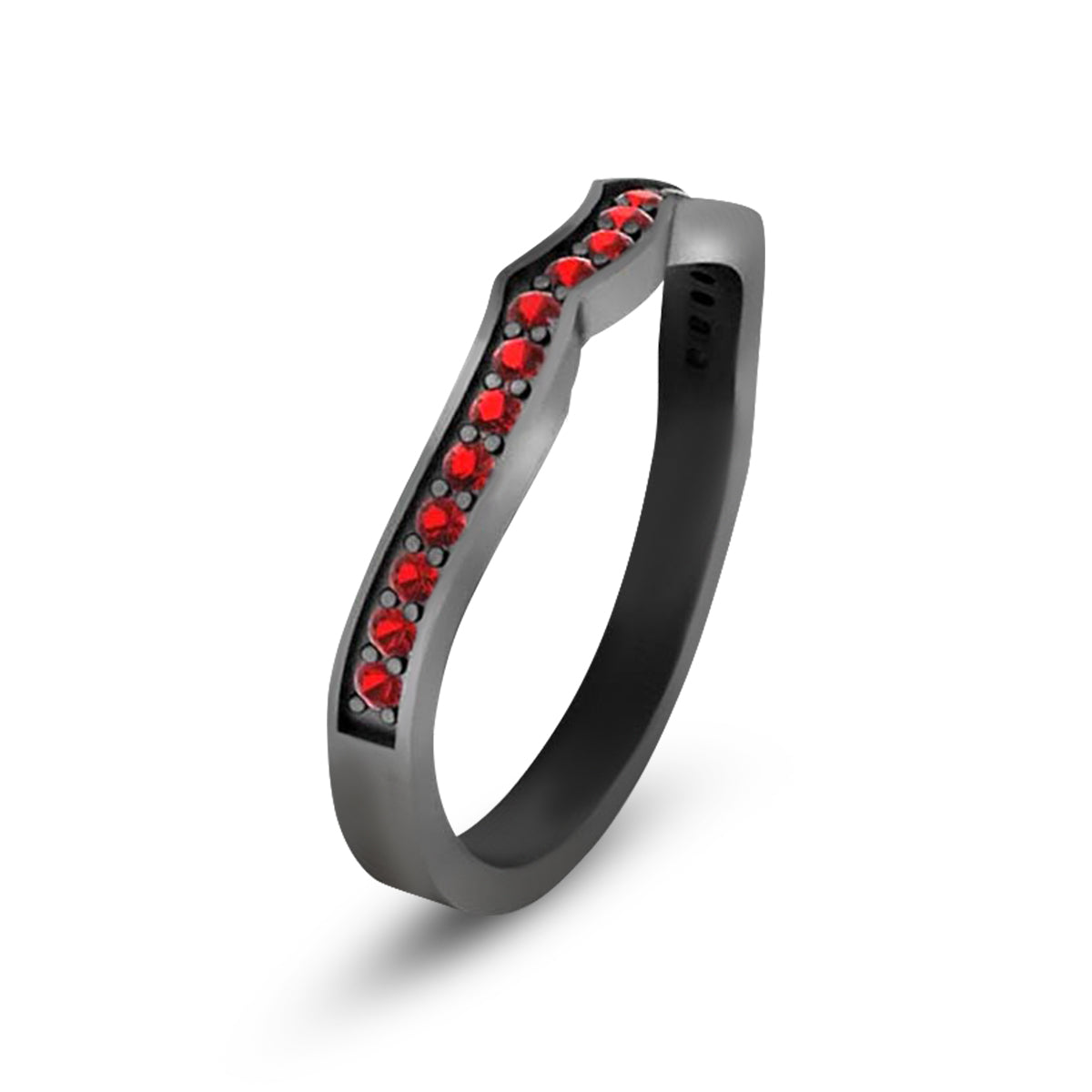 Red Garnet CZ Stacking Wedding Band for Women | Expedited Shipping Fees | Free Engraving