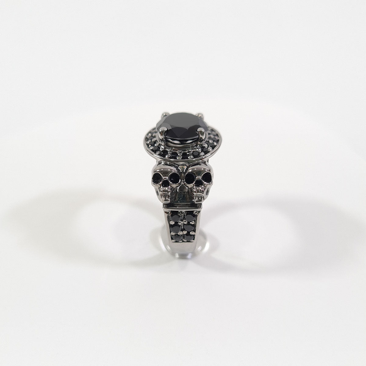 1.10tcw Black Onyx Skull Engagement Ring