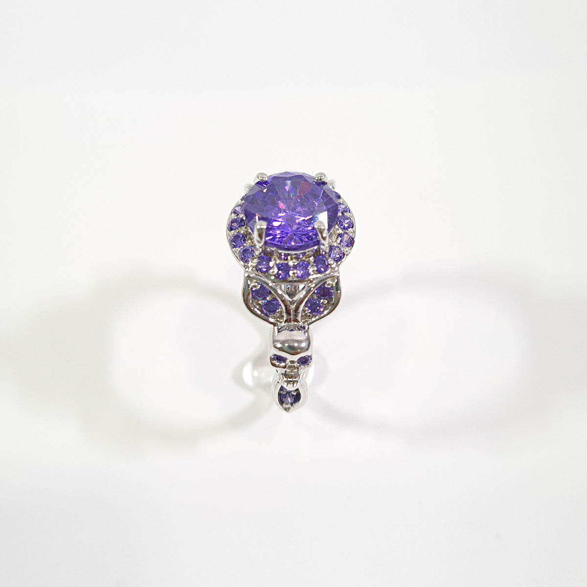 1.65TCW Purple Amethyst Skull Engagement Ring
