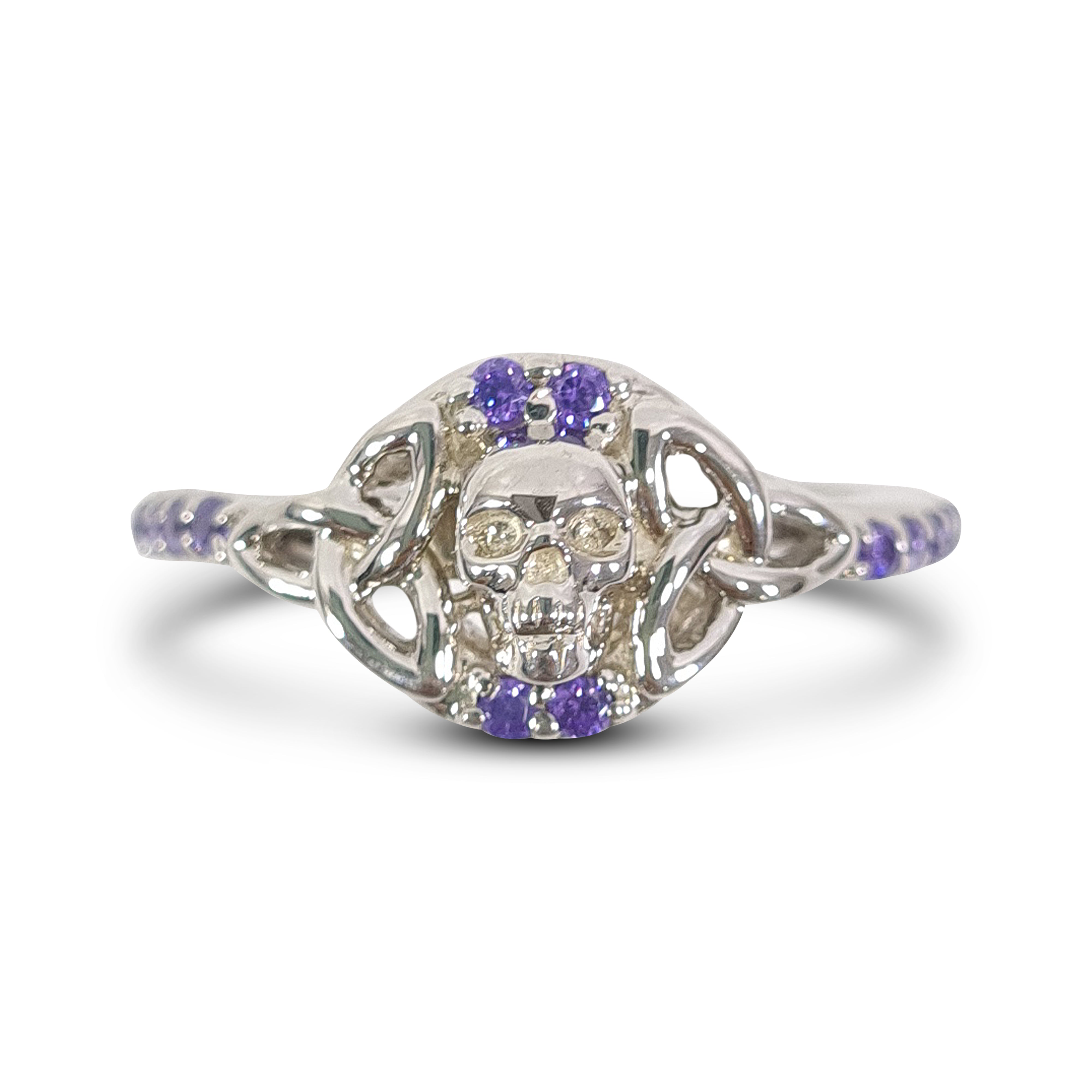 Amethyst Celtic Skull Engagement Ring
