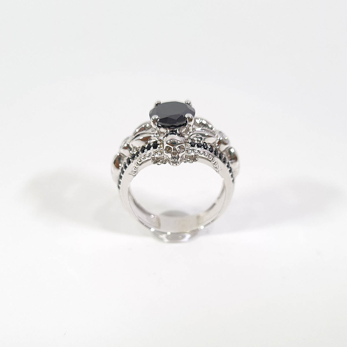 Black Onyx Skull Wedding Ring