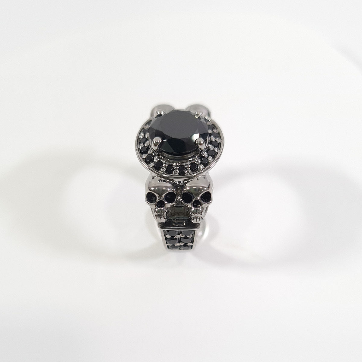 1.10tcw Black Onyx Skull Engagement Ring