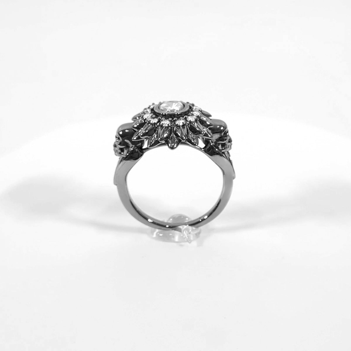 0.80TCW Diamond Skull Flower Ring