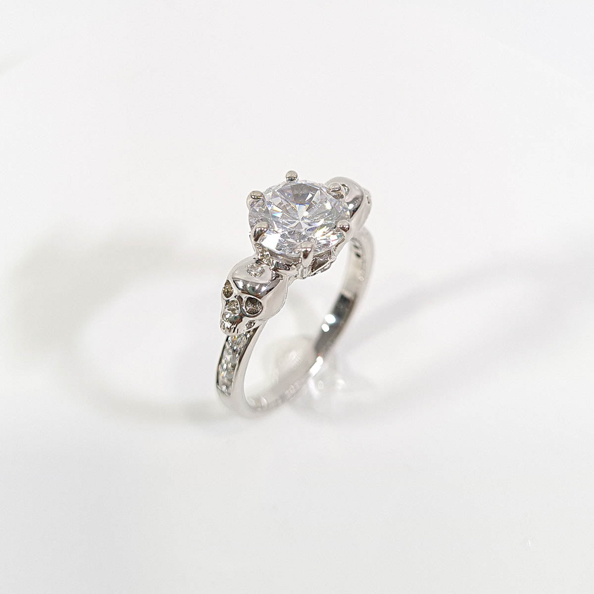 2.10TCW Diamond Skull Wedding Ring, 2.10TCW Moissanite Skull Engagement Ring