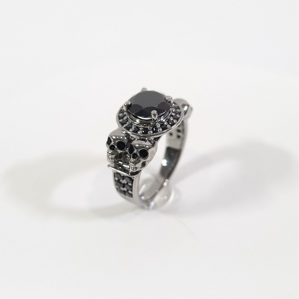 1.10tcw Black Onyx Skull Engagement Ring