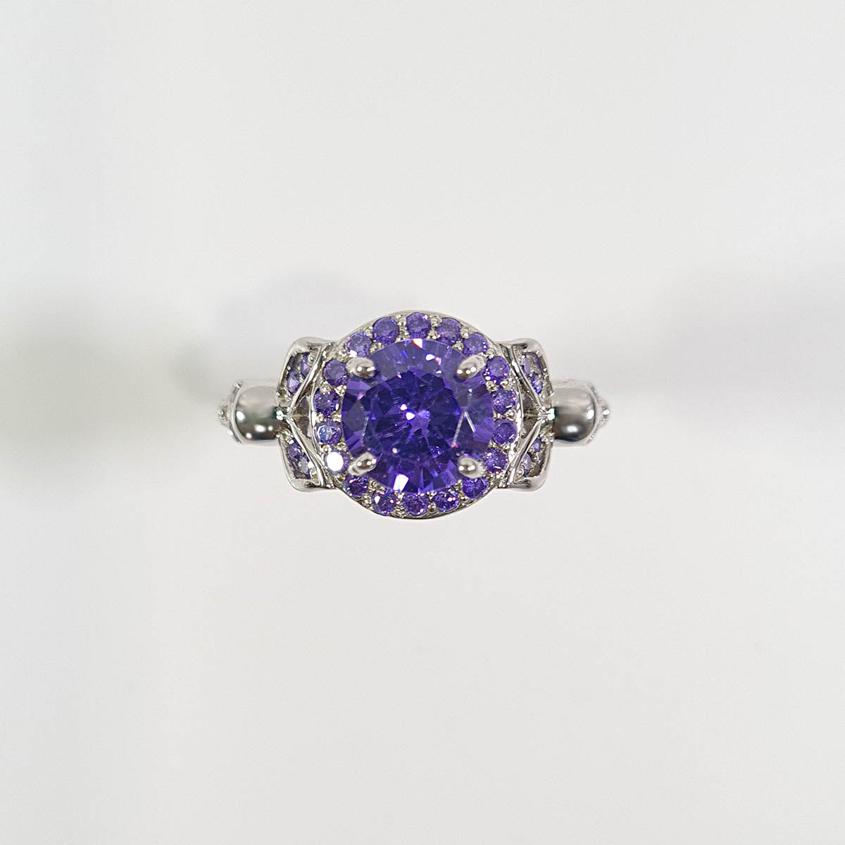 1.65TCW Purple Amethyst Skull Engagement Ring