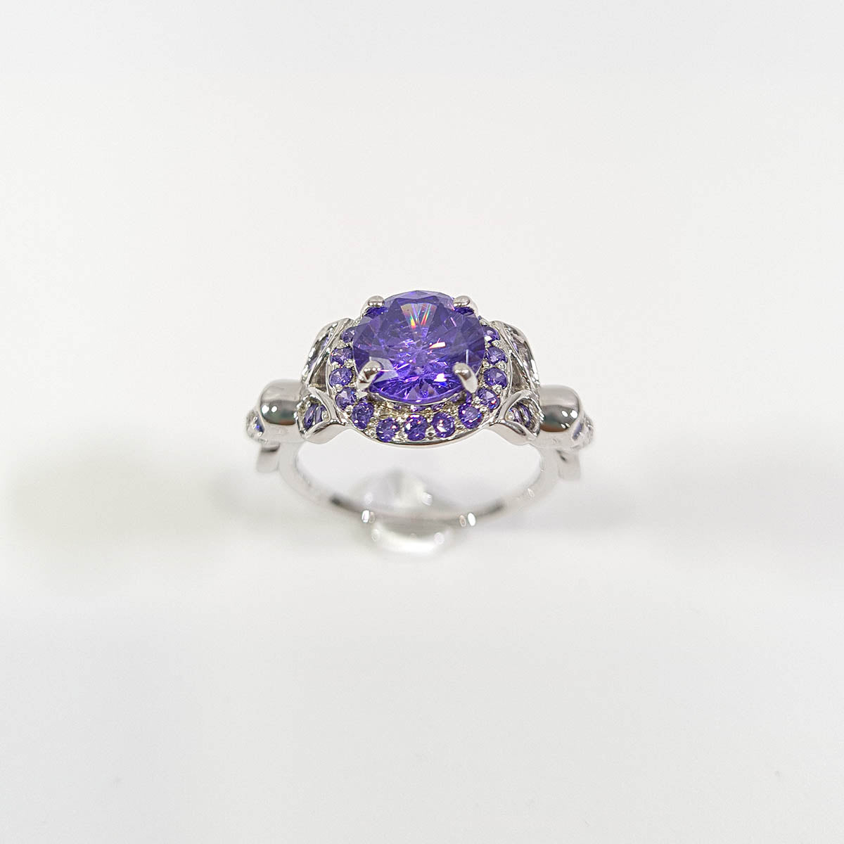 1.65TCW Purple Amethyst Skull Engagement Ring