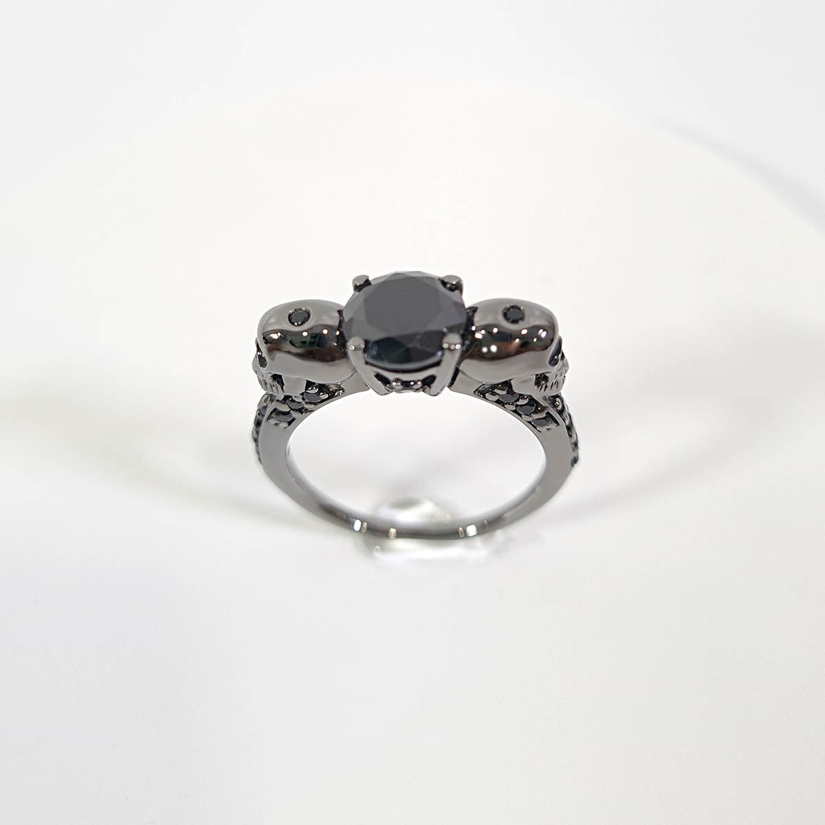 1.70TCW Onyx Black Skull Wedding Ring