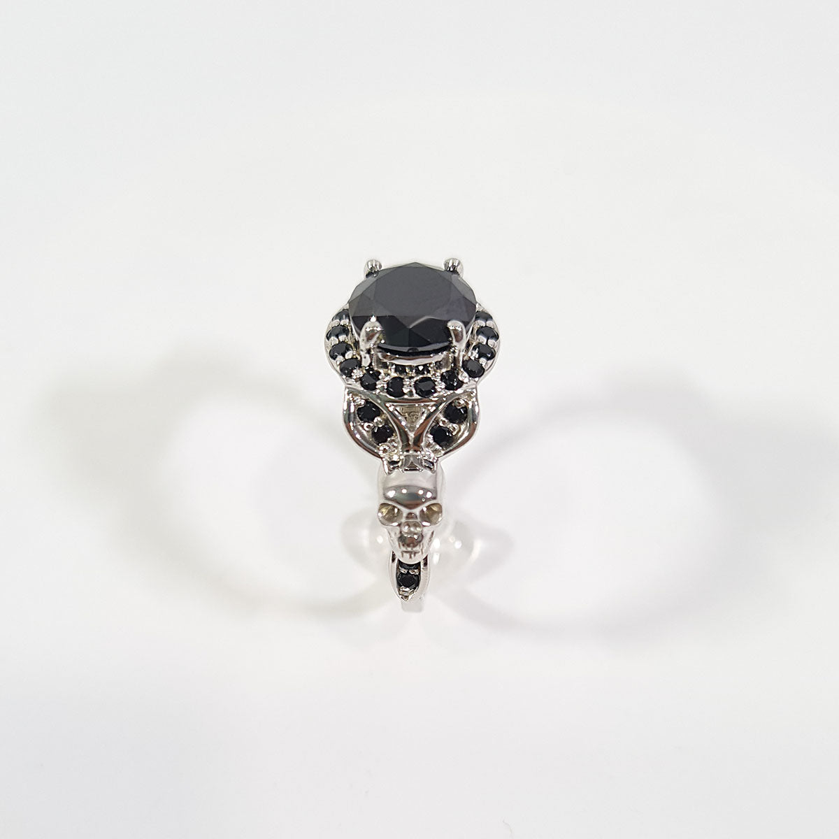 1.65TCW ONYX SKULL PROMISE RING