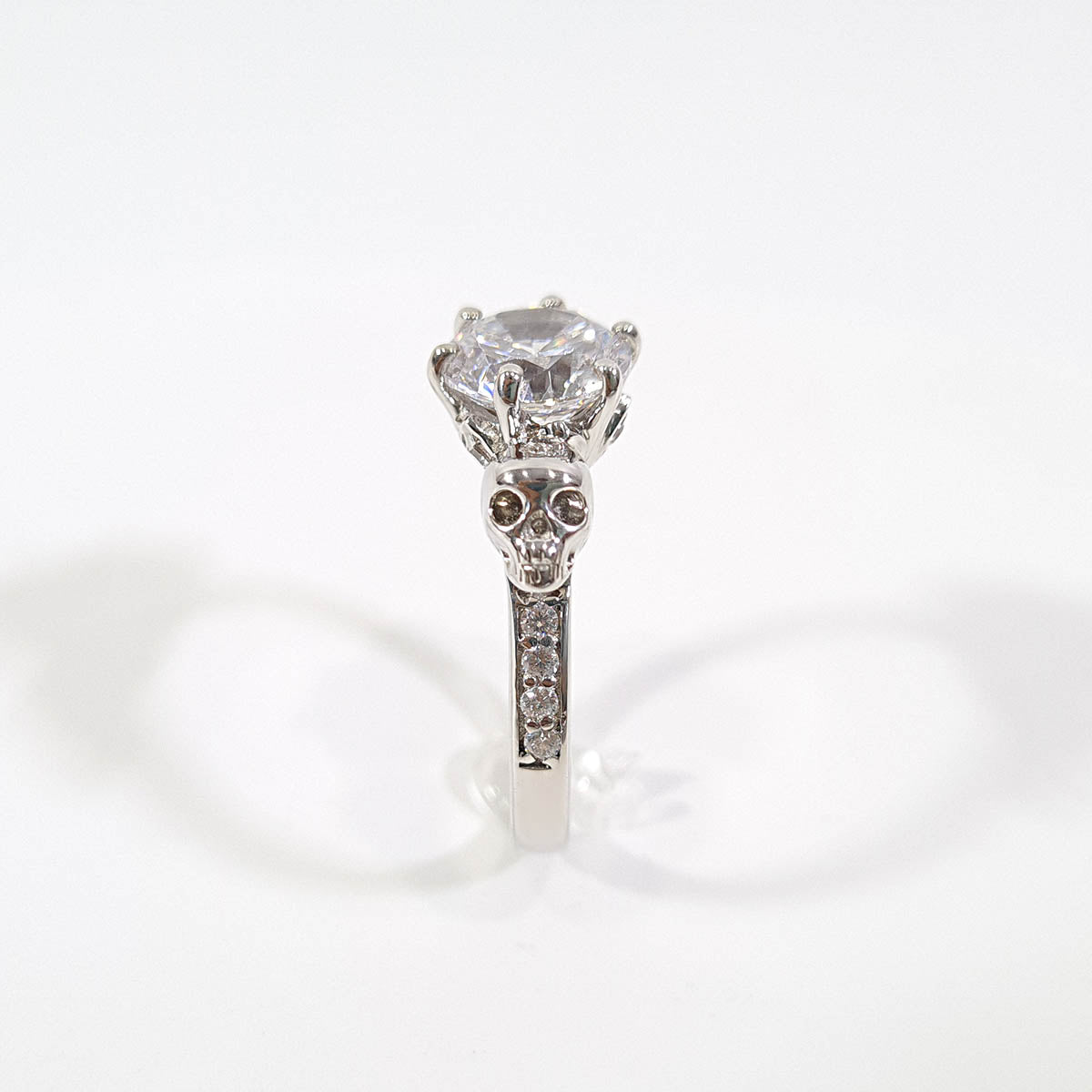 2.10TCW Diamond Skull Wedding Ring, 2.10TCW Moissanite Skull Engagement Ring