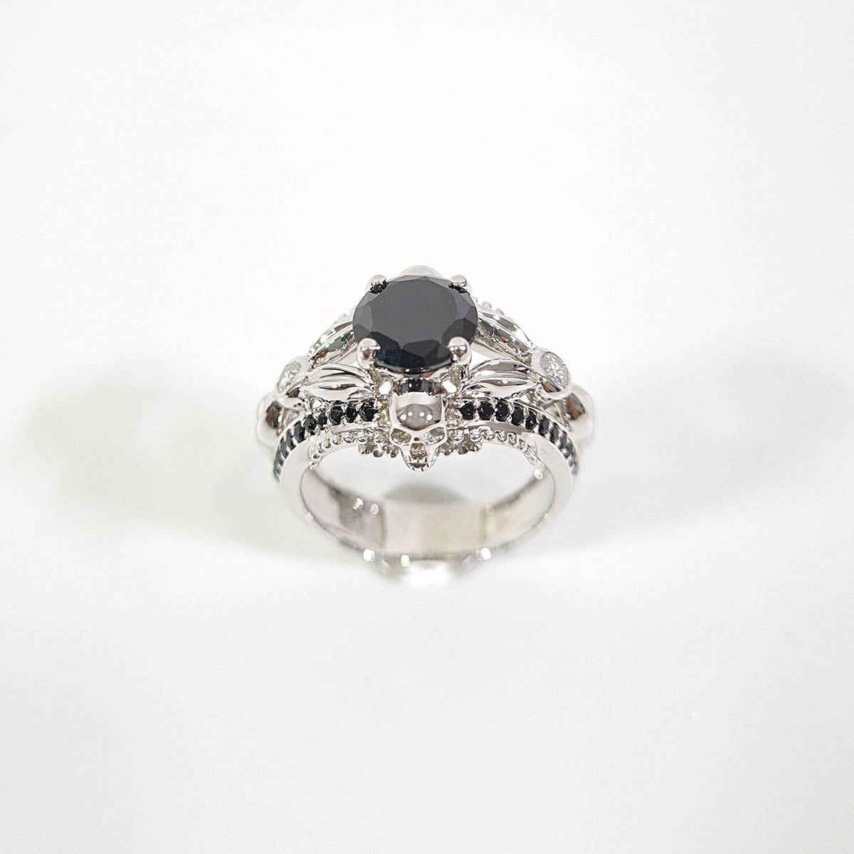Black Onyx Skull Wedding Ring