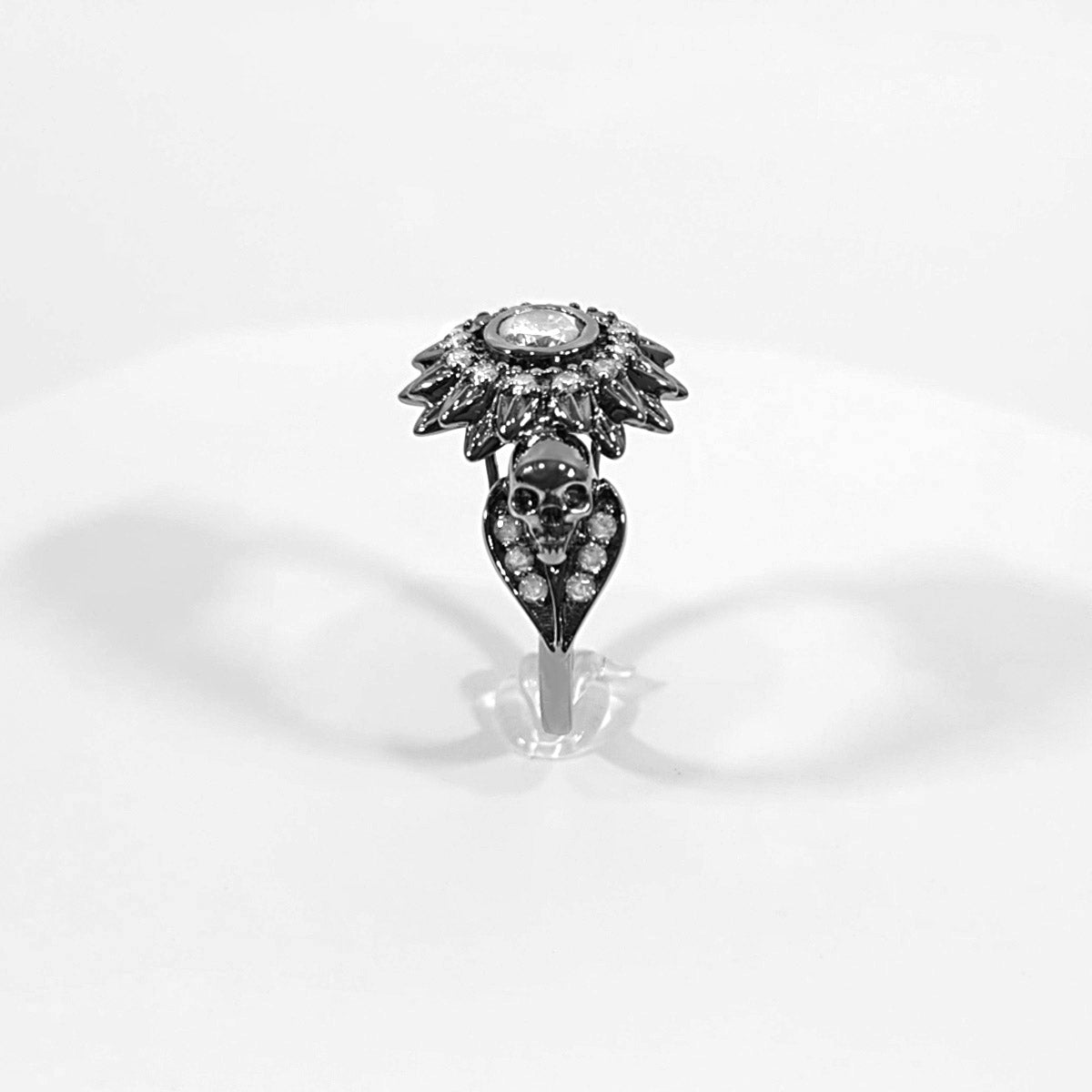 0.80TCW Diamond Skull Flower Ring