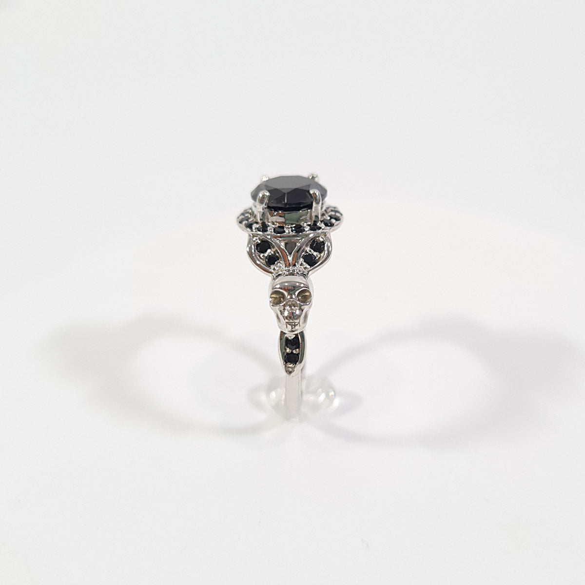 1.65TCW ONYX SKULL PROMISE RING