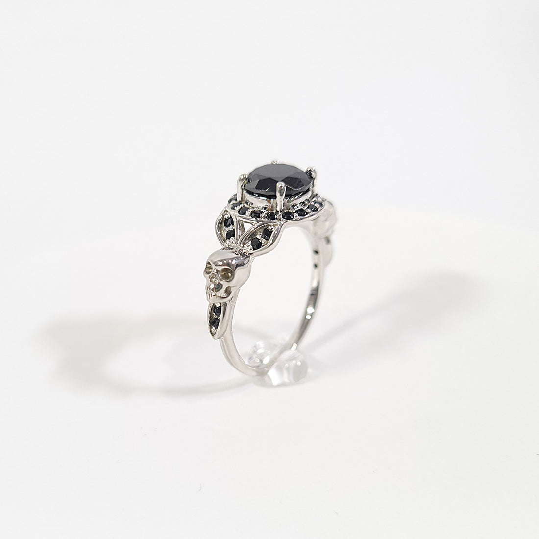 1.65TCW Onyx Skull Promise Ring White Gold Skull Ring Womens