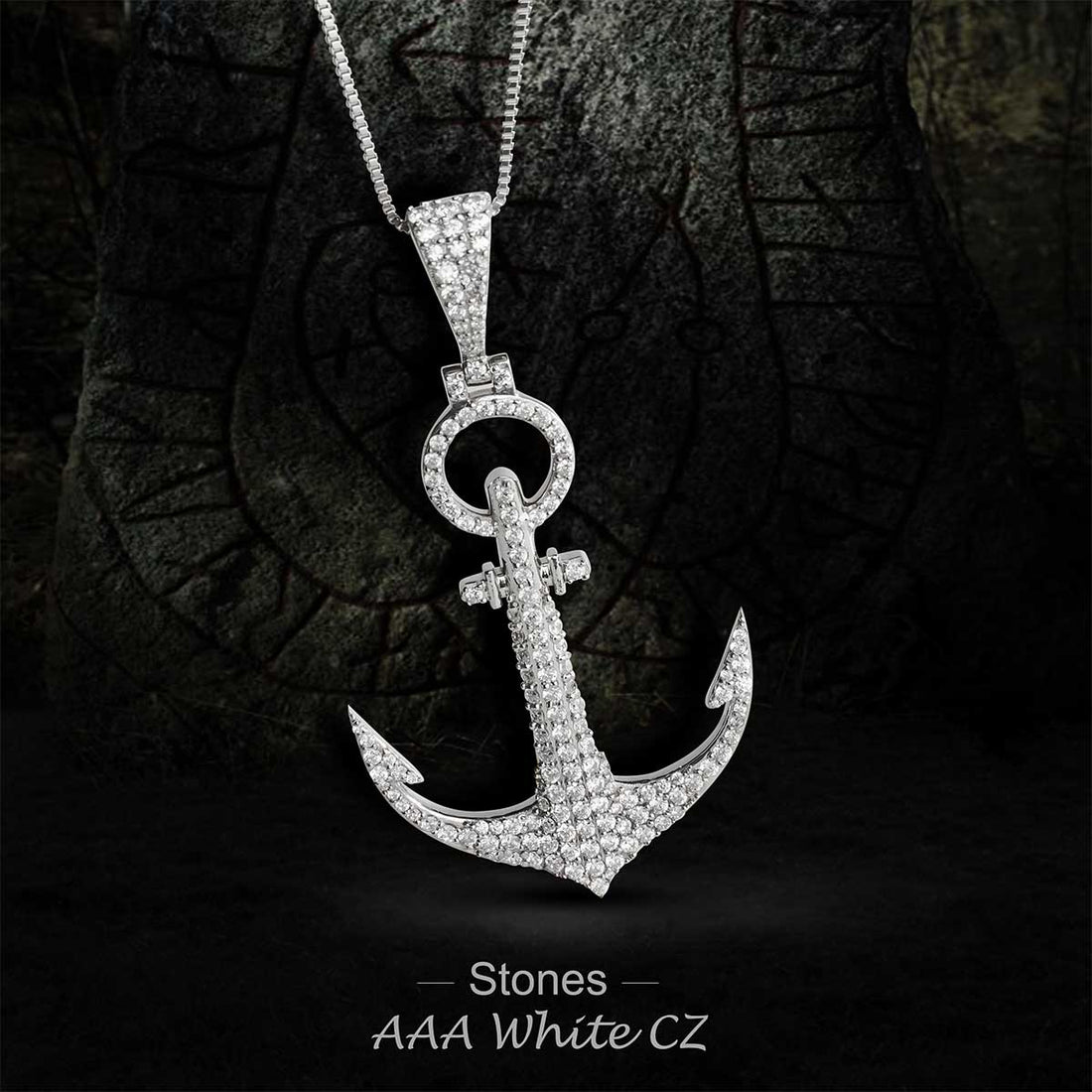 Iced Out Anchor Pendant Necklace Nautical Hip Hop Jewelry AAA CZ Diamond Sterling Silver