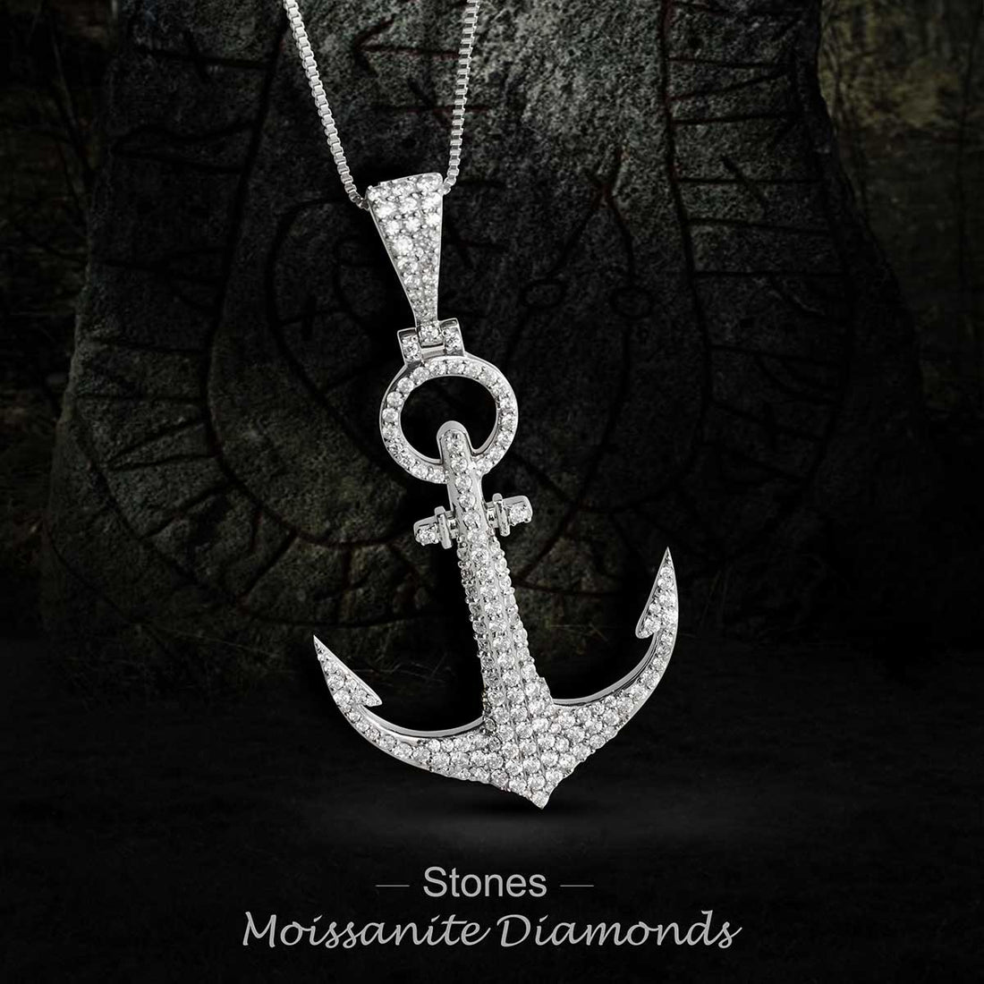 Iced Out Anchor Necklace Pendant Nautical Hip Hop Jewelry Moissanite Diamond