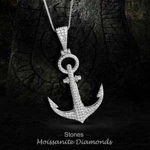Iced Out Anchor Necklace Pendant Nautical Hip Hop Jewelry Moissanite Diamond