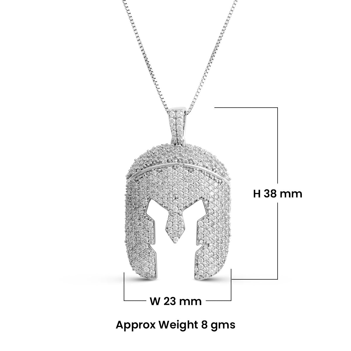 Iced Out Warrior Face Shield Pendant Necklace Hip Hop Jewelry Sterling Silver