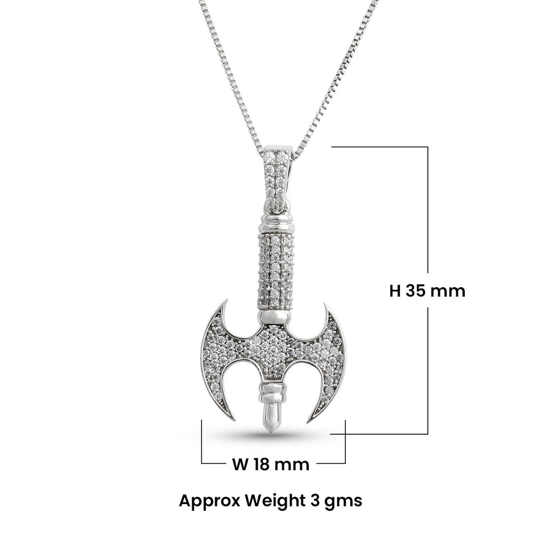 Iced Out Viking Axe Necklace Pendant Moissanite Sterling Silver Hip Hop Warrior Jewelry