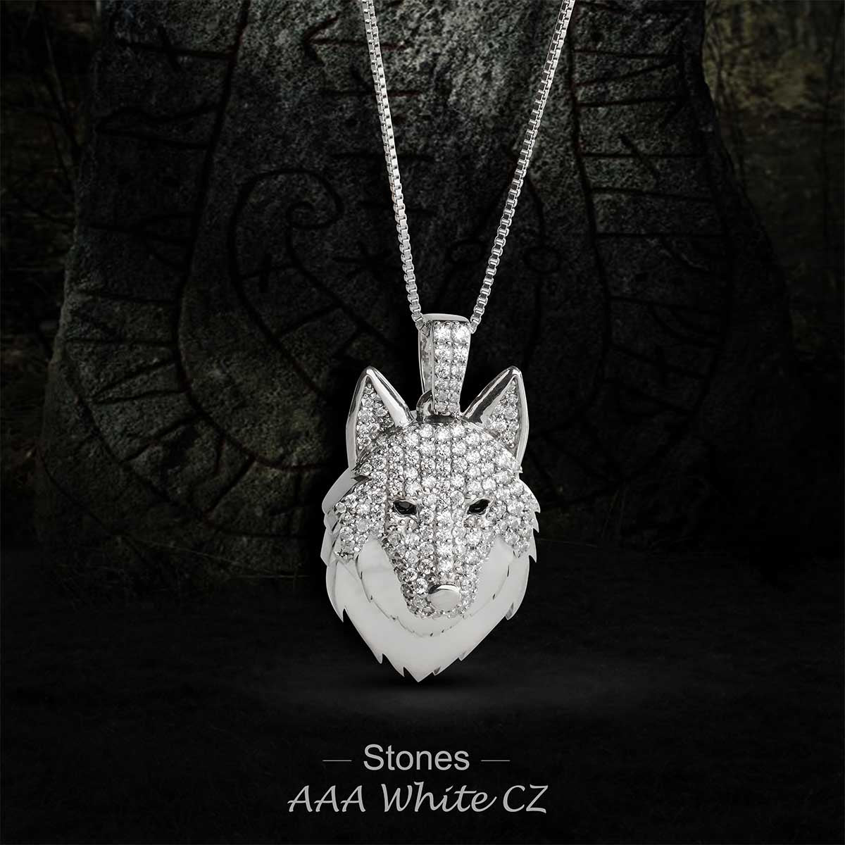Iced Out Viking Wolf Pendant Necklace Hip Hop Jewelry Sterling