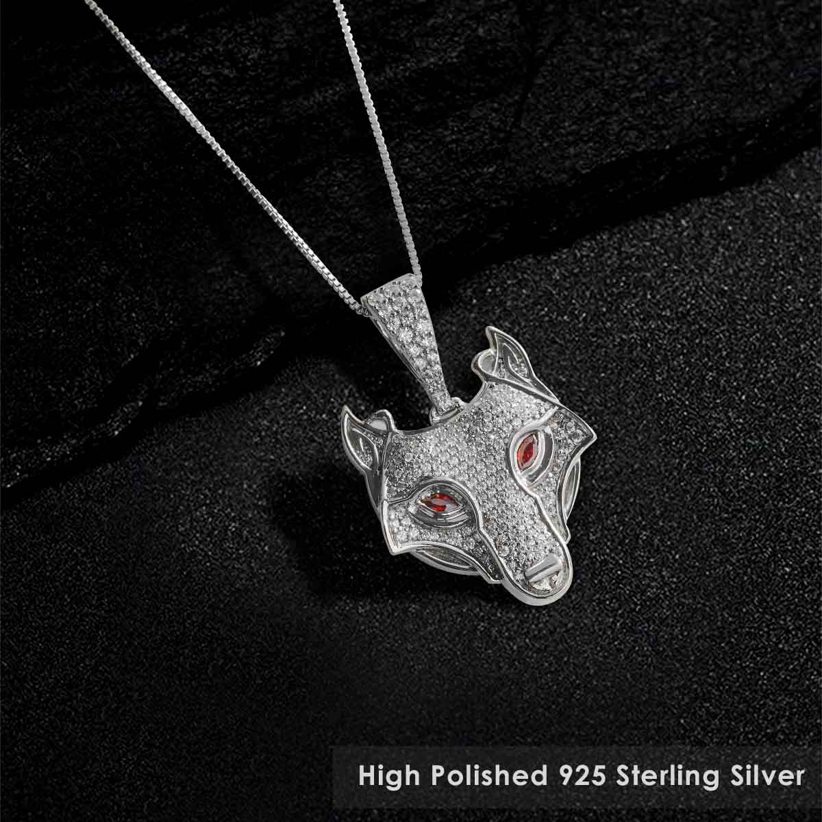 Icedout Viking Wolf Pendant Necklace Hip Hop Animal Jewelry Sterling Silver