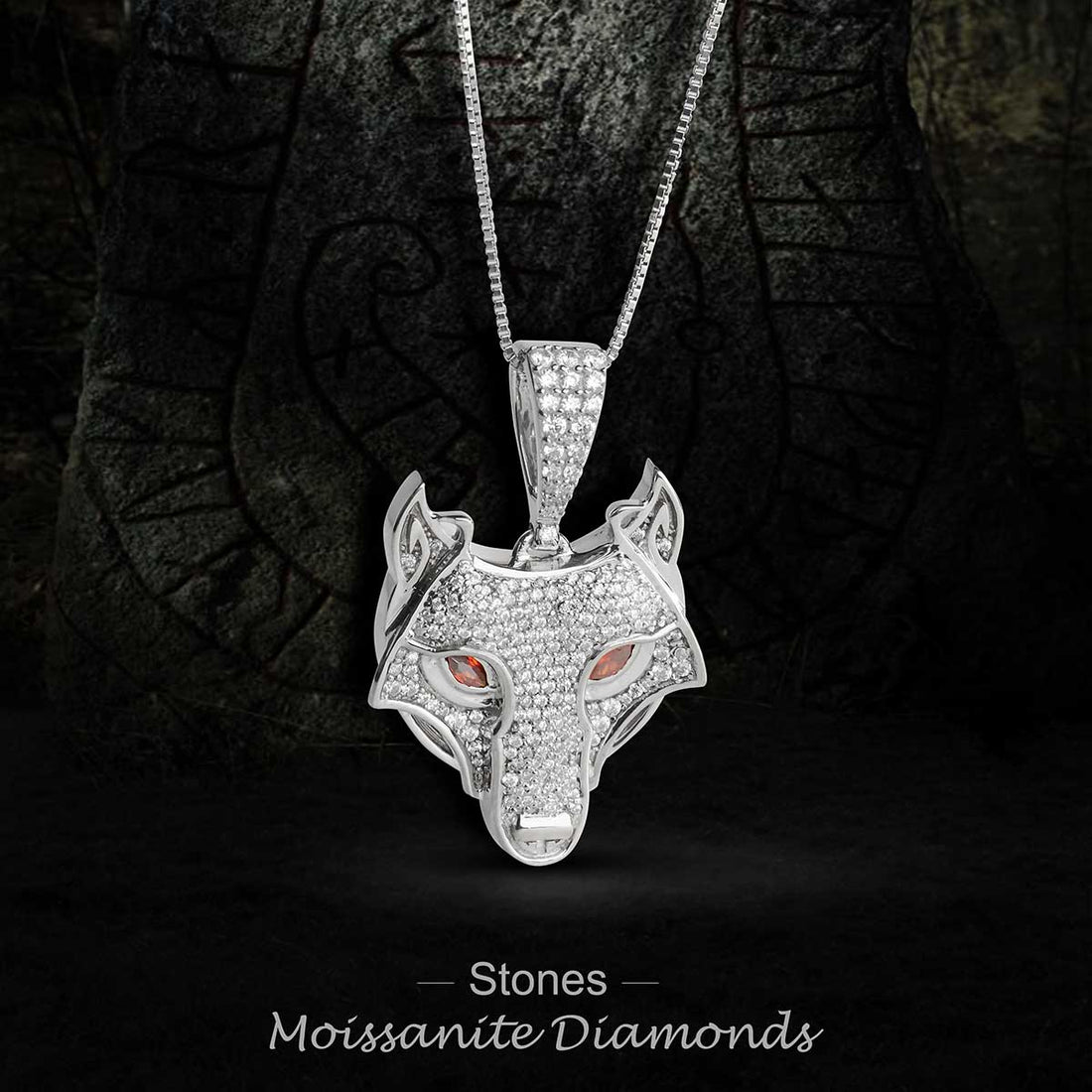 Icedout Viking Wolf Necklace Moissanite Pendant Hip Hop Animal Jewelry Sterling Silver