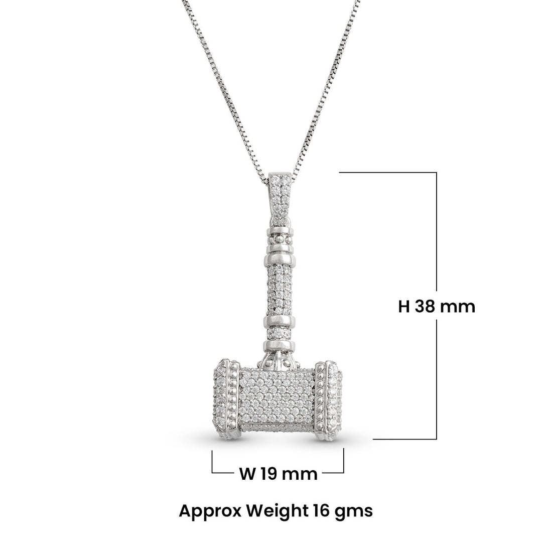Iced Out Thor's Hammer Necklace Pendant Moissanite Diamond Hip Hop Jewelry Silver