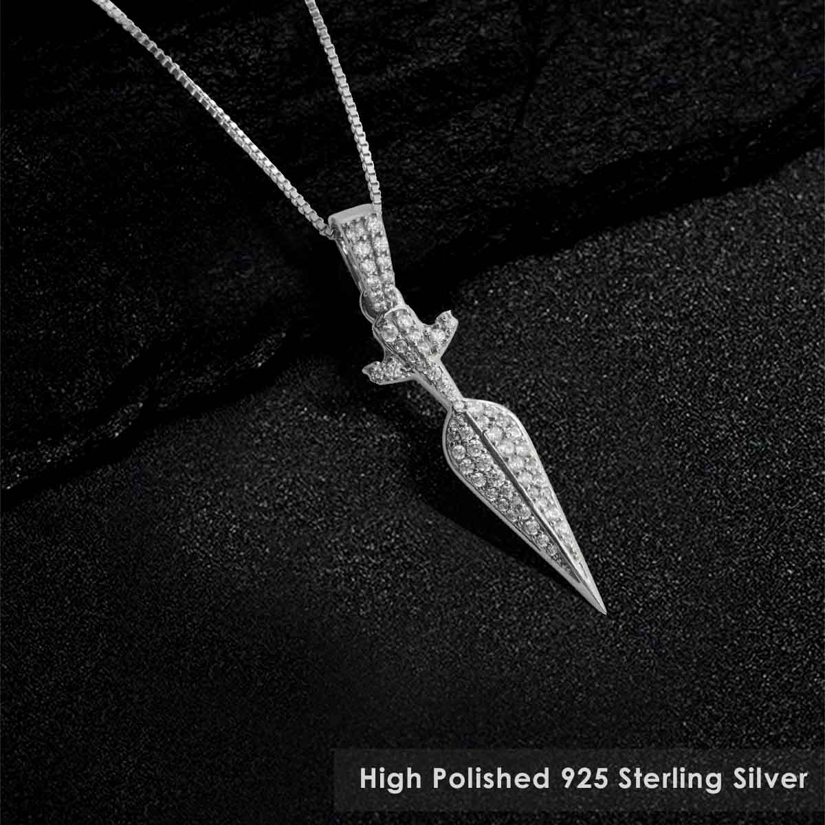 Gungnir Pendant Necklace Viking Spear Head Sterling Silver Hip Hop Jewelry